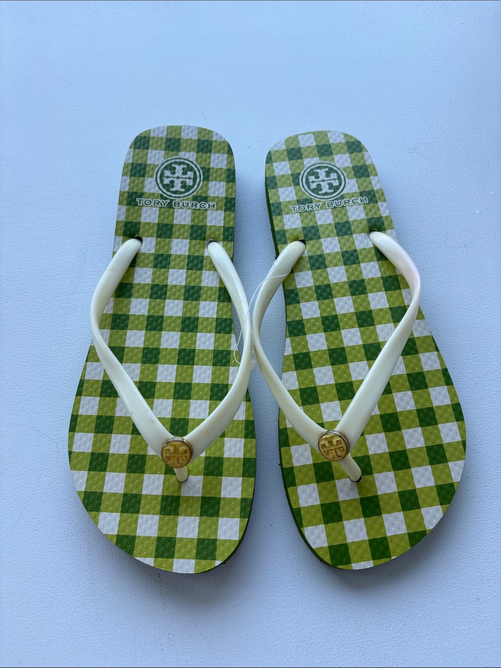 Tory Burch Green Check flip flop size 8